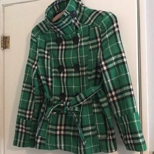Plaid Green Peacoat